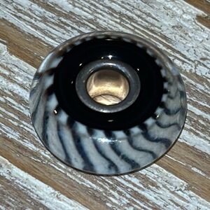 TROLLBEADS Glass zebra coloured bead retired charm sterling silver core